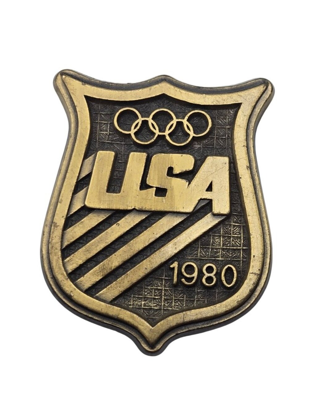 1980 USA Olympic Belt Buckle Committee Shield Sports Commemorative Vintage
